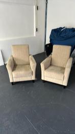 2 comfortabele stoffen beige fauteuils, Ophalen, Gebruikt, 75 tot 100 cm, Stof