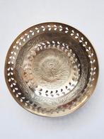 Grote vintage 70s messing pauw vogel design schaal goud klr, Ophalen, Overige materialen, Schaal, Rond