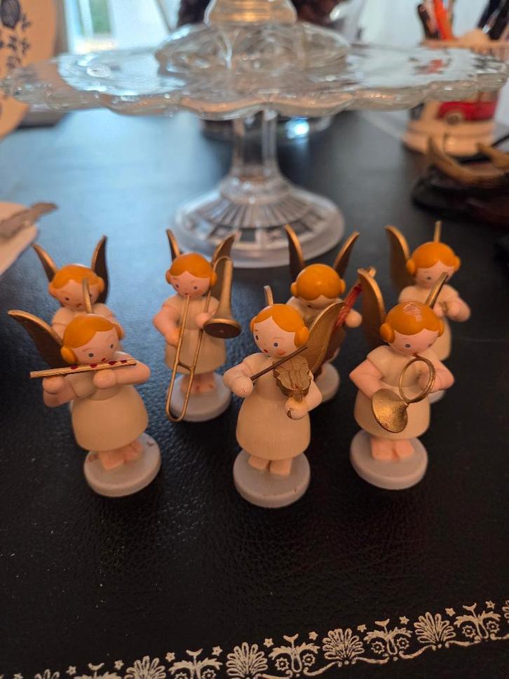 Kerstengeltjes 7 stuks met muziekinstrument uit Ertsgebergte, Diversen, Kerst, Zo goed als nieuw, Ophalen of Verzenden