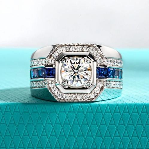 Luxe ring met Moissanite – Totaal 2,68 Karaat - 925 zilver, Sieraden, Tassen en Uiterlijk, Ringen, Nieuw, Dame of Heer, Zilver