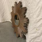 Zon Spiegel - houten lijst – taupe - 40cm -TTM Wonen, Minder dan 50 cm, Www.ttmwonen.nl, Rond, Nieuw