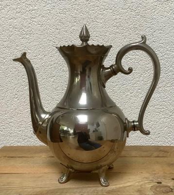 2 mooie nikkelen theepotten + fraaie suikerschaal met tang! beschikbaar voor biedingen