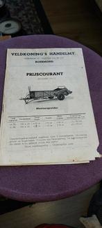 Veldkoning handelmy prijscourant mestverspreider machine, 1940 tot 1960, Ophalen of Verzenden, Tijdschrift