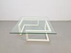 Modern lourens fisher minnimalist duo salontafel glas wit, Ophalen, Gebruikt, 100 tot 150 cm, Vierkant