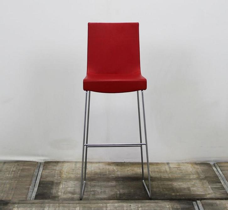 Barkruk Montis Jim | Rood, Huis en Inrichting, Barkrukken, Gebruikt, Leer, 1 kruk, Ophalen