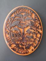 vintage schildpad-schild ajour snijwerk Seychelles 14x17cm, Antiek en Kunst, Ophalen of Verzenden