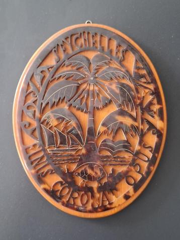 vintage schildpad-schild ajour snijwerk Seychelles 14x17cm beschikbaar voor biedingen