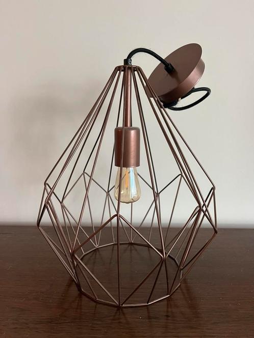 Industriële hanglamp koperkleur –  draadmodel, Huis en Inrichting, Lampen | Hanglampen, Zo goed als nieuw, Minder dan 50 cm, Ophalen