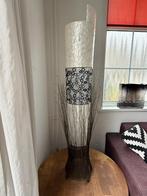 vloerlamp van capiz schelpen en zwarte bamboo, Ophalen, Gebruikt, Hout, 150 tot 200 cm