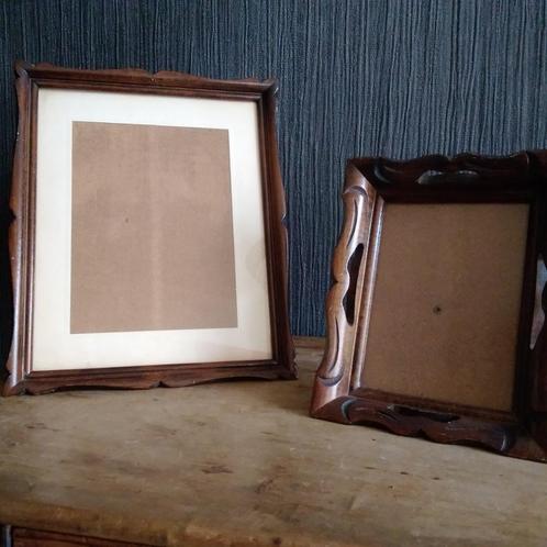 2 oude Oostendse houten kadertjes met glas, Antiek en Kunst, Curiosa en Brocante, Verzenden