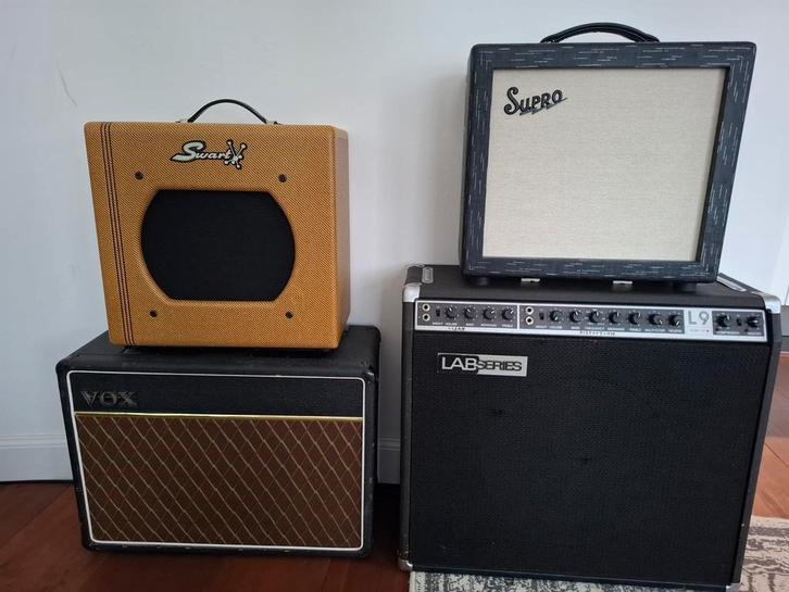Swart STR, Vox AC15TB (UK), Supro Amulet, Lab Series L9., Muziek en Instrumenten, Versterkers | Bas en Gitaar, 100 watt of meer