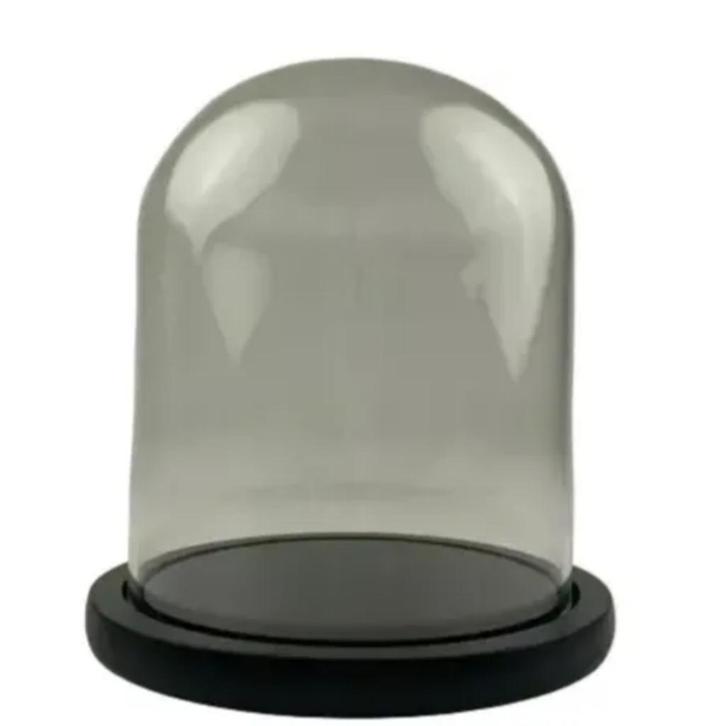 Glazen stolp op zwarte ronde voet - verschillende formaten, Huis en Inrichting, Woonaccessoires | Stolpen, Nieuw, Ophalen of Verzenden