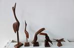 Vintage 60s beeldjes toekan/reiger/kiwi vogel teak hout, Ophalen of Verzenden, Zo goed als nieuw, Dier