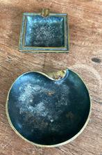 2 massief messing koper of bronzen asbakjes wo bank asbak, Ophalen of Verzenden