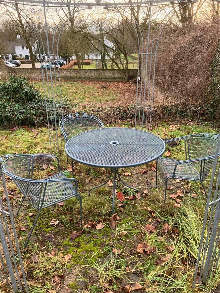 Tuinset ijzer met 3 kuipstoelen., Tuin en Terras, Tuinsets en Loungesets, Zo goed als nieuw, Overige materialen, Ophalen