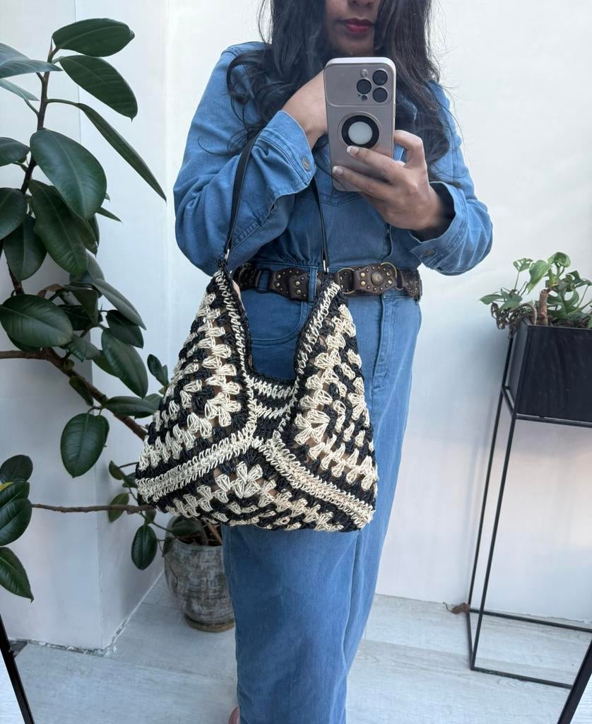 Nieuw Crochet Tas, Ophalen of Verzenden, Zo goed als nieuw, Zwart, Handtas