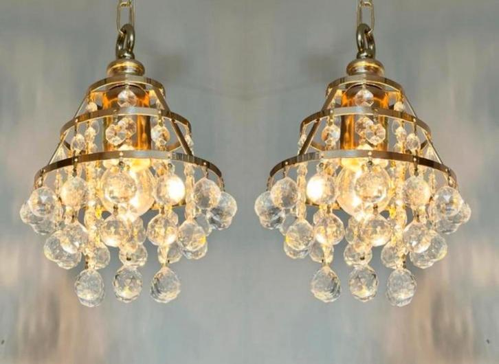 6 stuks GEMERKTE originele SWAROVSKI kroonluchters kristal, Huis en Inrichting, Lampen | Kroonluchters, Glas, Ophalen of Verzenden