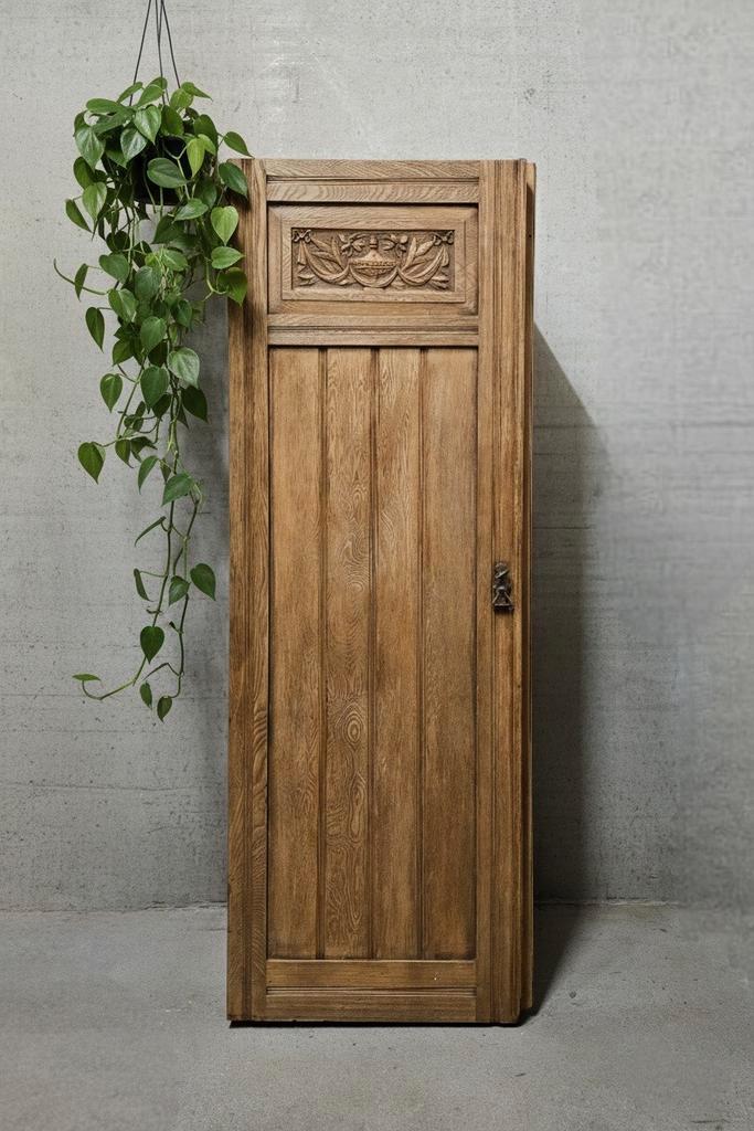 Antieke brocante Art Deco eendeurskast vintage garderobekast, Antiek en Kunst, Curiosa en Brocante, Ophalen of Verzenden