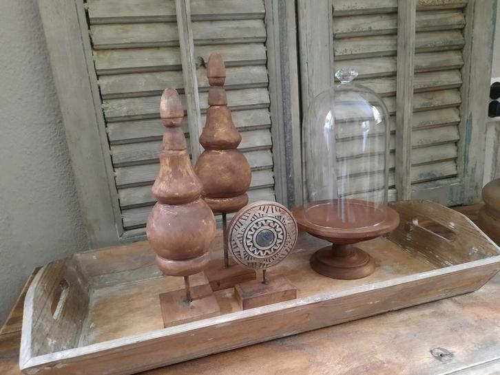 Dienblad +2 pinakels +stolp op voet+ ornament op voet stoer, Huis en Inrichting, Woonaccessoires | Overige, Gebruikt, Ophalen
