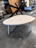 Travertin Salontafel met Crème Pootjes, Ophalen, Overige materialen, Gebruikt, 100 tot 150 cm