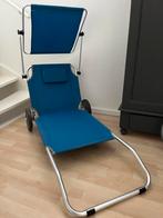 Strandstoel ligbed met zonnedak en wielen, Tuin en Terras, Ligbedden, Ophalen, Zo goed als nieuw