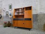 Mid Century Design Highboard Vintage Vitrine Bar Kast Zwart, Gebruikt, Metaal, Met deur(en), 150 tot 200 cm