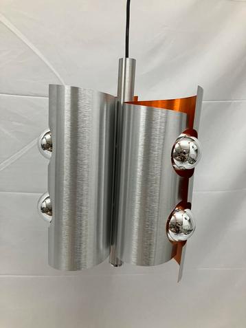 Vintage space age hanglamp, Polam, geborsteld aluminium beschikbaar voor biedingen
