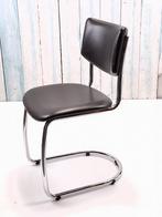 6 Vintage Gispen eetkamerstoelen met buisframe, Huis en Inrichting, Ophalen, Gebruikt, Bruin, Metaal