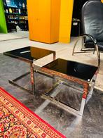 Vintage nesting set van twee tafelstjes rookglas en chrome, Ophalen