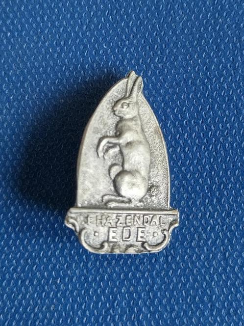 vintage speldje, brochespeldje Camping 't Hazendal - Ede, Verzamelen, Speldjes, Pins en Buttons, Gebruikt, Speldje of Pin, Stad of Land