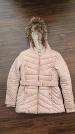 Warme roze jas winterjas gevoerd en met riem maat 140, Meisje, Ophalen of Verzenden, Jas, Zo goed als nieuw