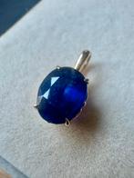 14k Gouden hanger met natural saffier, Gebruikt, Blauw, Ophalen of Verzenden, Met edelsteen