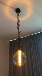 Pendel lamp zwart / touw, Huis en Inrichting, Lampen | Hanglampen, Ophalen, Zo goed als nieuw, Glas, Minder dan 50 cm