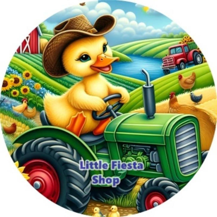 L1234 icing frosting tractor eend 18cm eetbare taart print, Hobby en Vrije tijd, Taarten en Cupcakes maken, Nieuw, Versiering