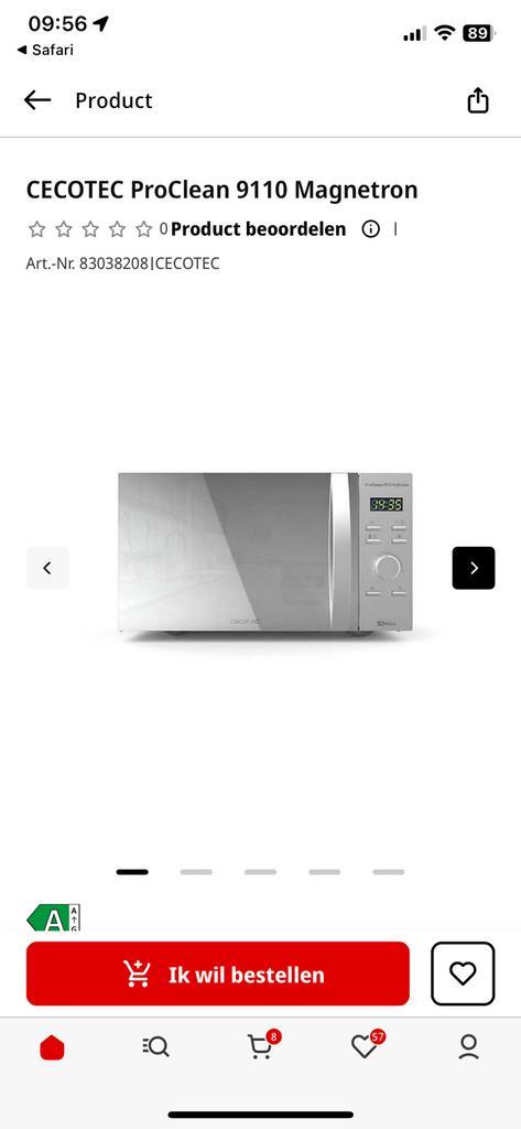 CECOTEC ProClean 9110 Magnetron, Witgoed en Apparatuur, Magnetrons, Zo goed als nieuw, Vrijstaand, 45 tot 60 cm, Grill, Ophalen