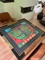 Friedensreich Hundertwasser- foil embossed poster, Antiek en Kunst, Ophalen