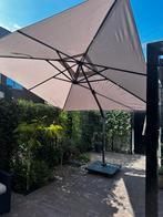 Zweefparasol 300x300 lava/muisgrijs + zwart beton voet, Tuin en Terras, Parasols, Ophalen, Zo goed als nieuw, Parasolvoet, Kantelbaar