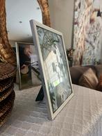Fotolijst bolglas zilver & wit vintage, Ophalen of Verzenden, Hout, Minder dan 50 cm, Minder dan 50 cm
