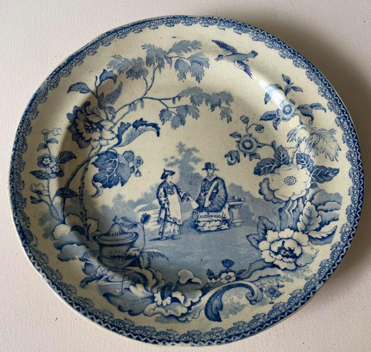 Bord Ca.1830 Engels Blauw Staffordshire, Antiek en Kunst, Antiek | Wandborden en Tegels, Ophalen of Verzenden