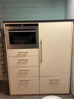 Keukenblok met combi oven/magnetron en koelkast, Huis en Inrichting, Keuken | Complete keukens, Ophalen, Gebruikt, Wit