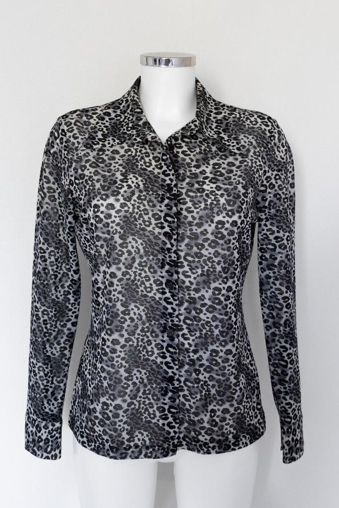 Panterprint blouse zwart/grijs maat M, Kleding | Dames, Blouses en Tunieken, Zo goed als nieuw, Maat 38/40 (M), Zwart, Ophalen of Verzenden