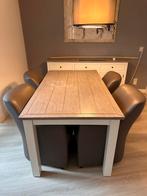 Eettafel met stoelen, Huis en Inrichting, Tafels | Eettafels, Gebruikt, 100 tot 150 cm, Eikenhout, Ophalen of Verzenden
