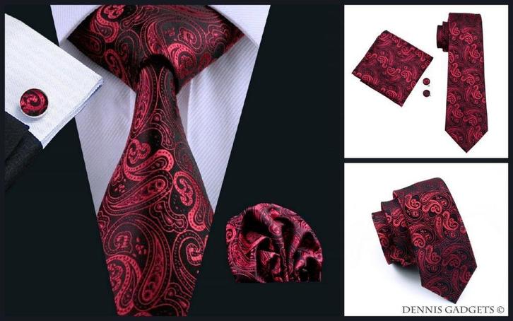 Dennis Gadgets: 100 % zijden stropdas ( 3 delig !! ) DG0314, Kleding | Heren, Stropdassen, Nieuw, Met patroon, Rood, Ophalen of Verzenden