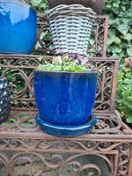 Stenen plantenbak met schoteltje voor buiten, Ophalen, Steen, Rond, Zo goed als nieuw