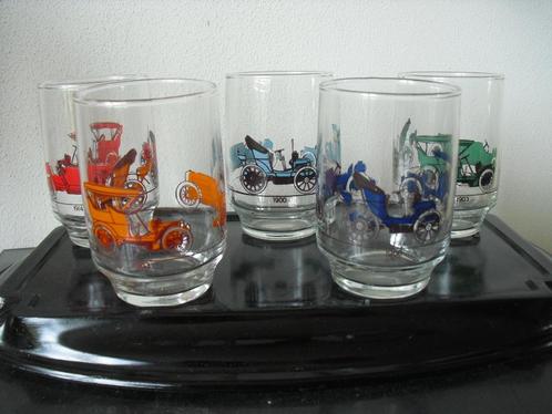 5 glazen Ford drie modellen jaren 60/70 glas auto USA, Verzamelen, Glas en Borrelglaasjes, Zo goed als nieuw, Ophalen of Verzenden