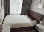 Mooie boxspring taupe/bruin met opbergbox 140x200, Ophalen, Bruin, Tweepersoons, 140 cm