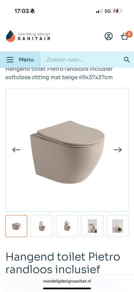 Hangend toilet beige, Doe-het-zelf en Verbouw, Sanitair, Nieuw, Toilet, Ophalen