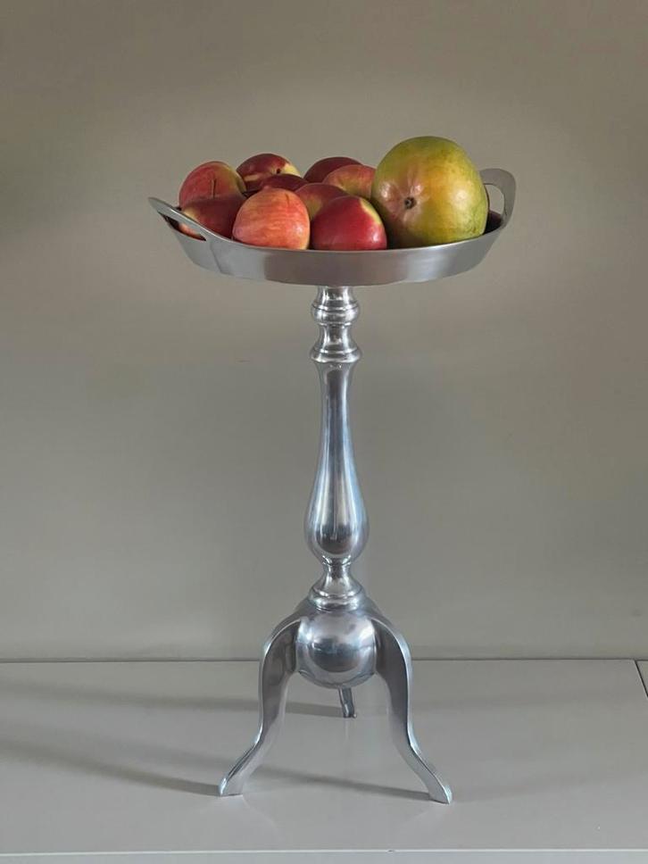 Tafeltje bijzettafel Chrome chroom schaal  dienblad, Huis en Inrichting, Tafels | Bijzettafels, Gebruikt, Rond, 45 tot 60 cm, Minder dan 55 cm