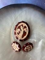 Leuke oude broche met bijpassende klem oorbellen, Ophalen of Verzenden, Overige materialen, Broche