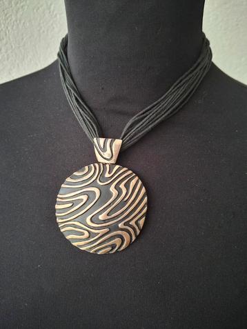 Vintage Chic Zwarte Veterketting met Hanger beschikbaar voor biedingen